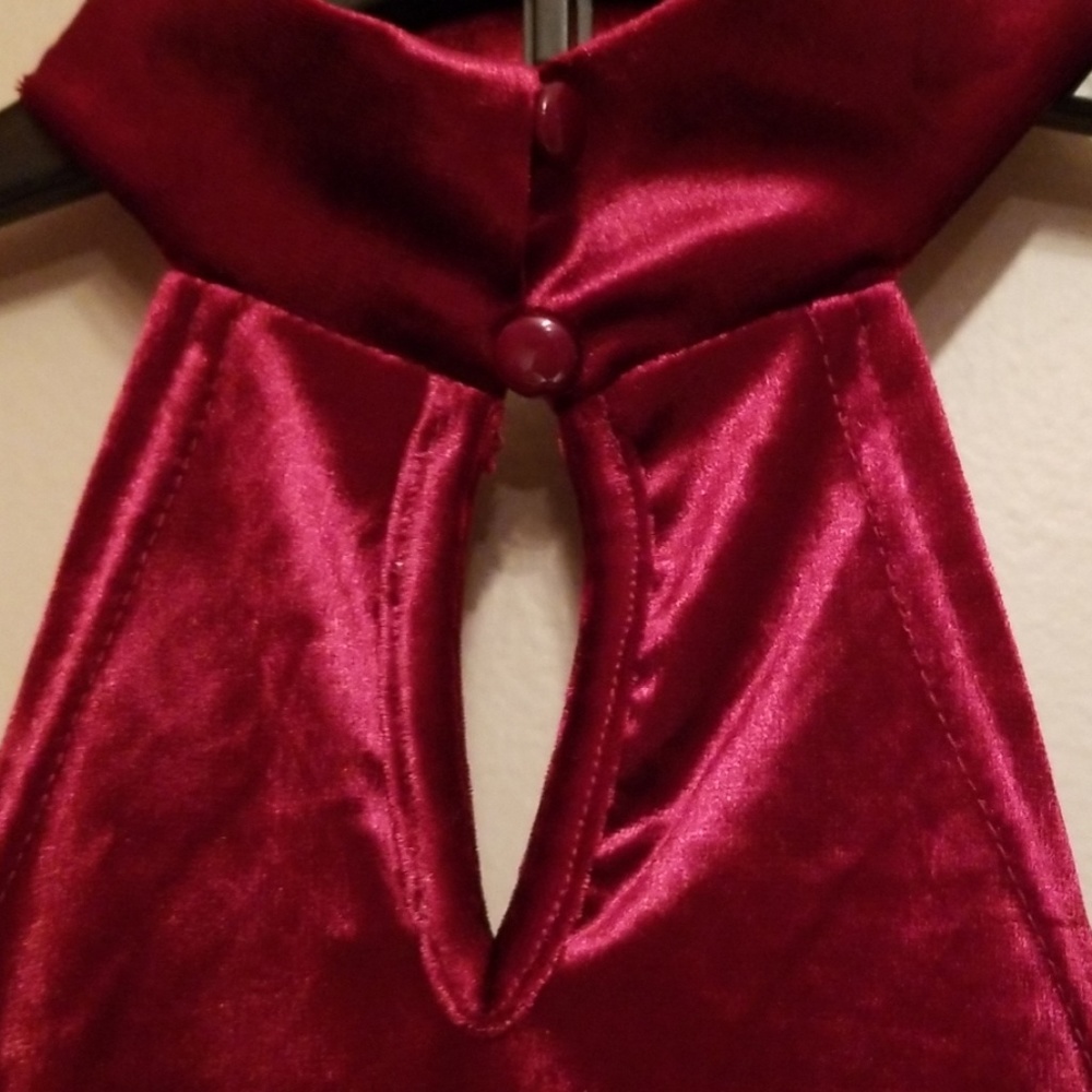 red velvet peplum strapless top - Picture 4 of 6